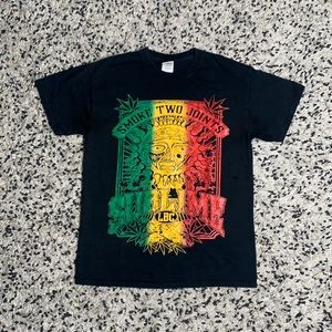 Sublime Tee Shirt LBC Smoke 2 Joints Rasta Color Black Short Sleeve Size Medium
